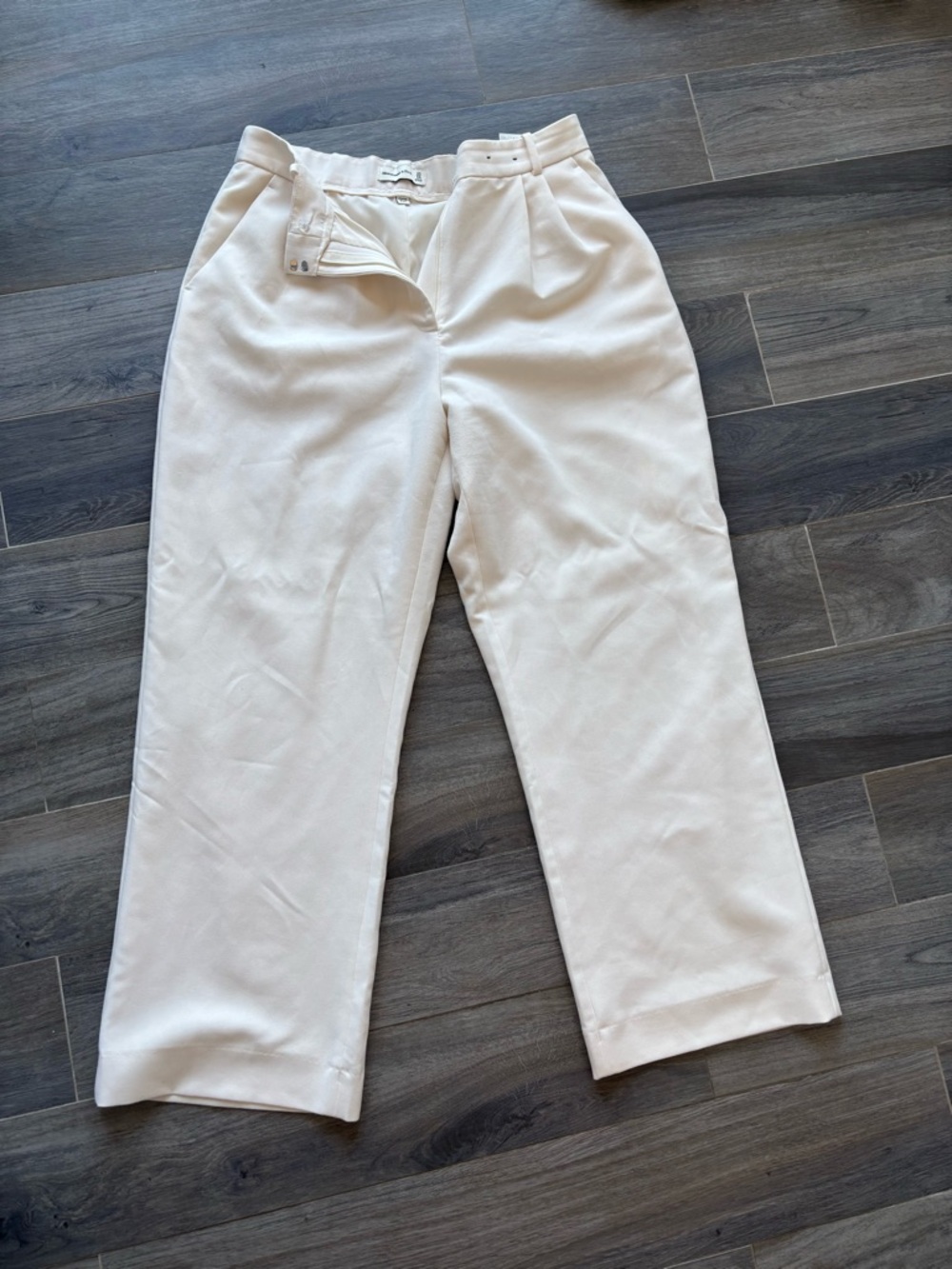 Abercrombie & Fitch Cream High-Waist Wide Leg Pants